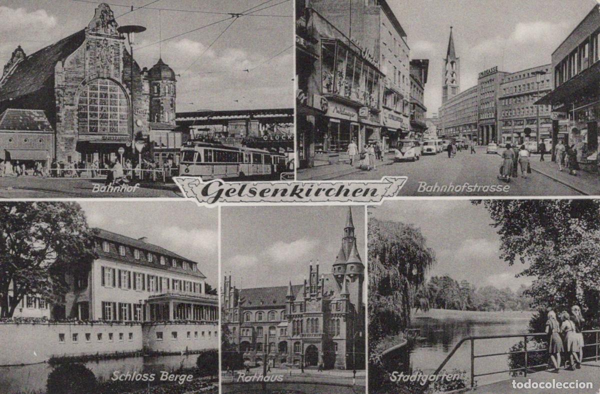 Postkarten: Germany Gelsenkirchen Bahnhof Bahnhofstrasse Schloss Berge Rathaus *YAY743