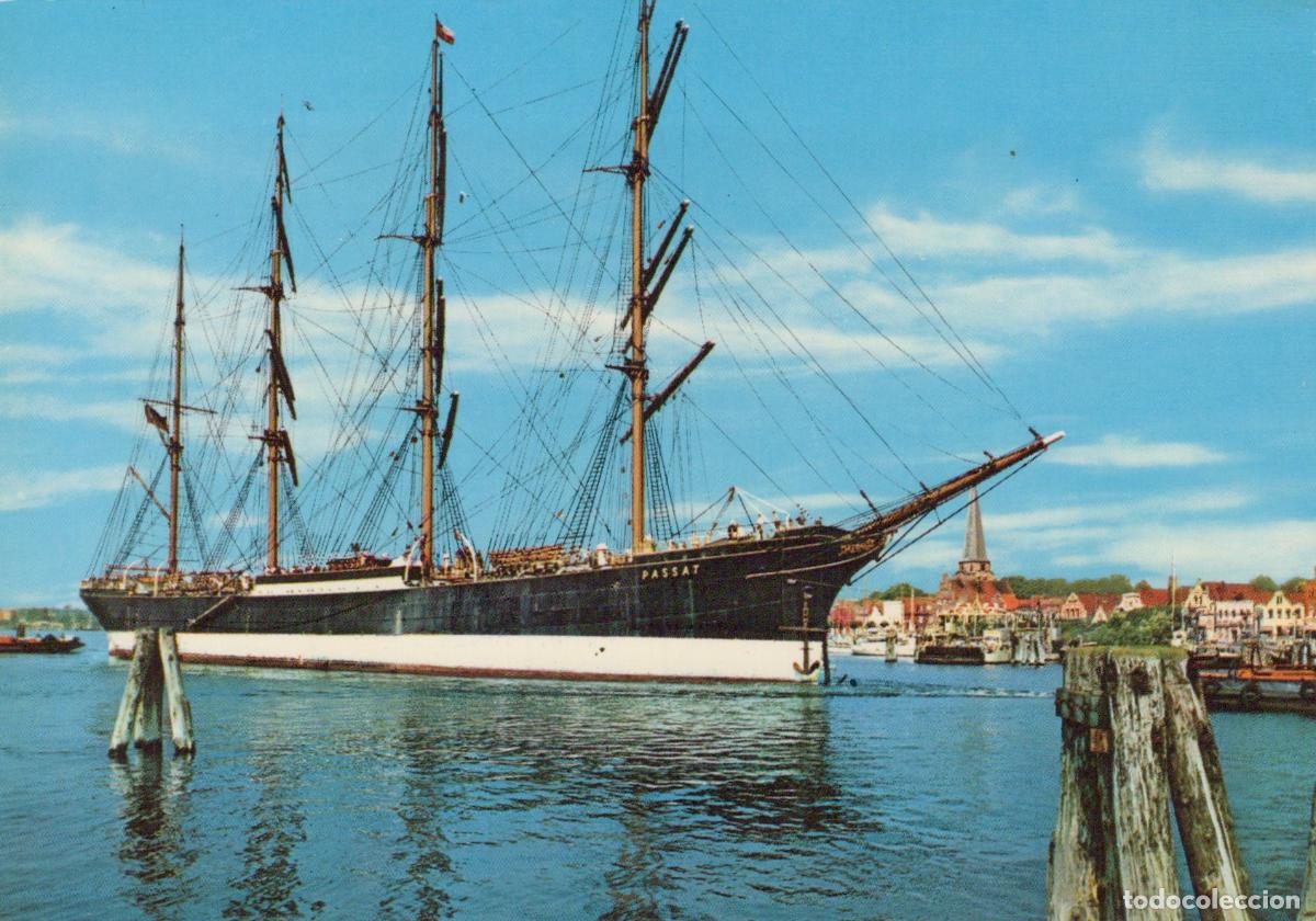Postkarten: Germany Travemunde Harbor Sailing Ship Passat Tall Ship Vintage Unposted *YAY413