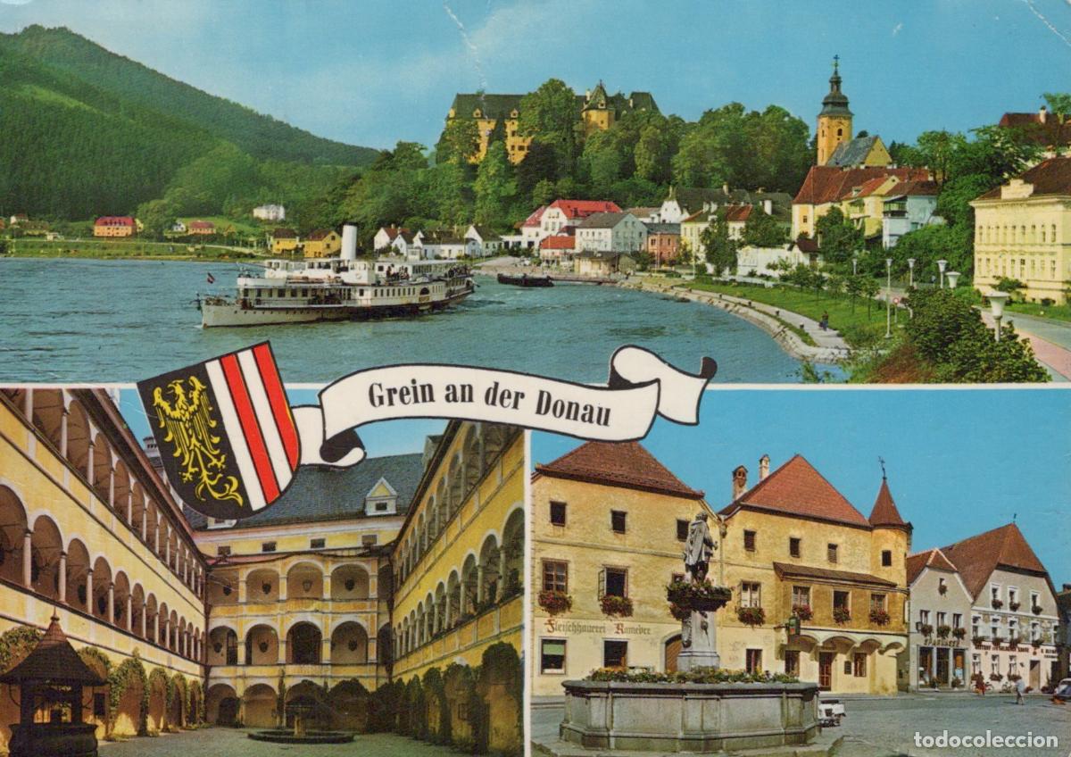Postais: Austria Grein An der Donau Danube River Castle Town Square Steamboat *YAY550