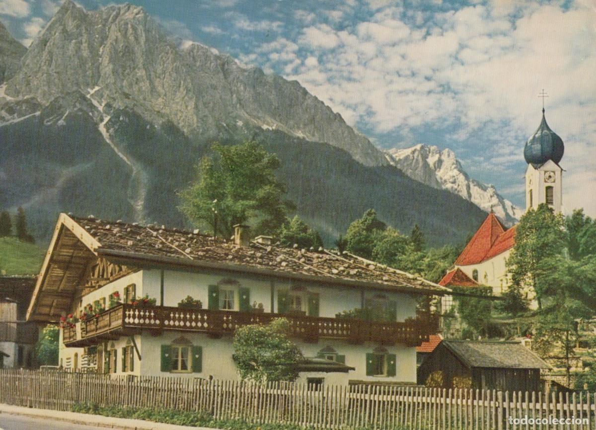 Postais: Germany Grainau Traditional House Church Zugspitze Mountain View *YAY618