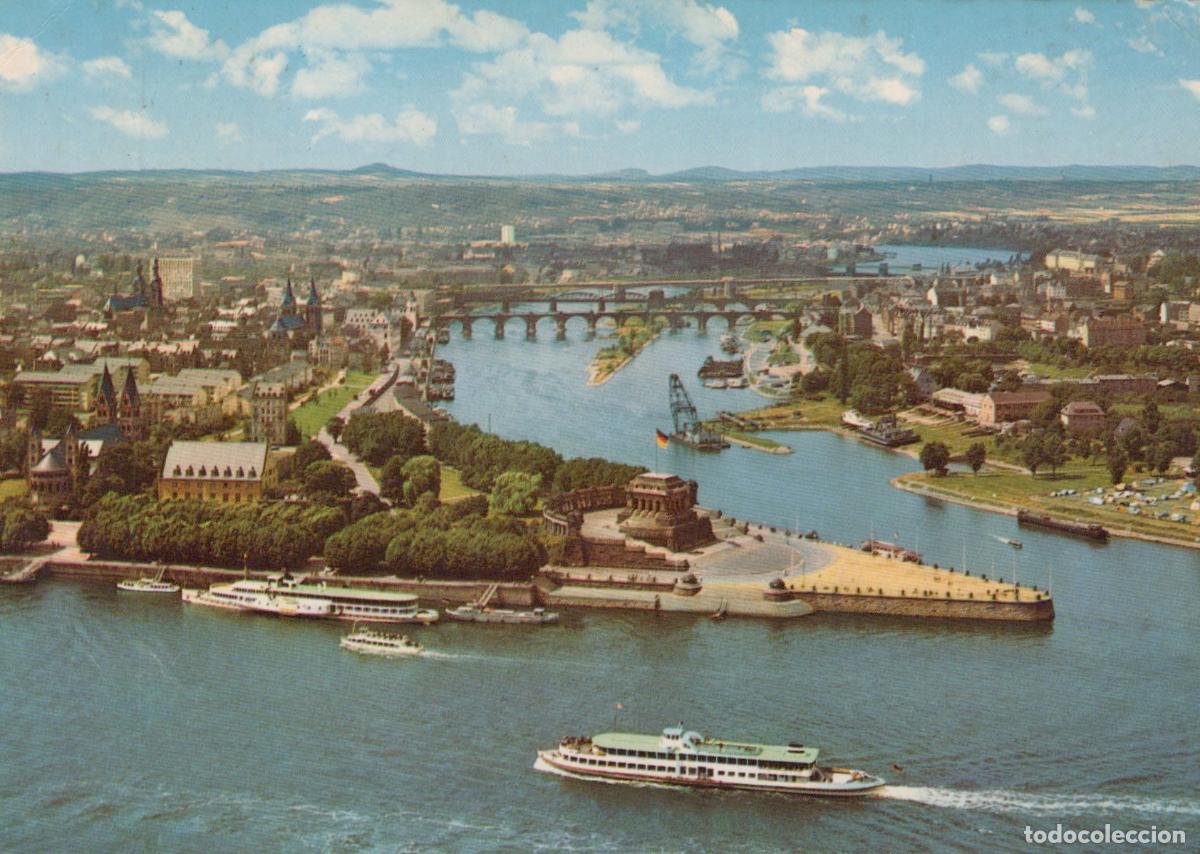 Postais: Germany Koblenz Deutsches Eck Aerial View With Rhine River and Boats *YAY626