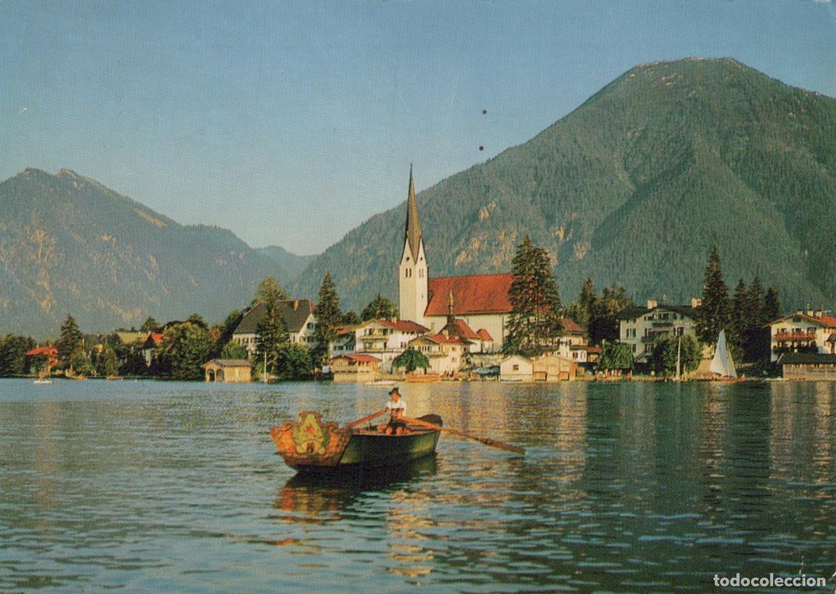 Cartes Postales: Germany Rottach Egern Lake Tegernsee Village With Church and Rowboat *YAY658