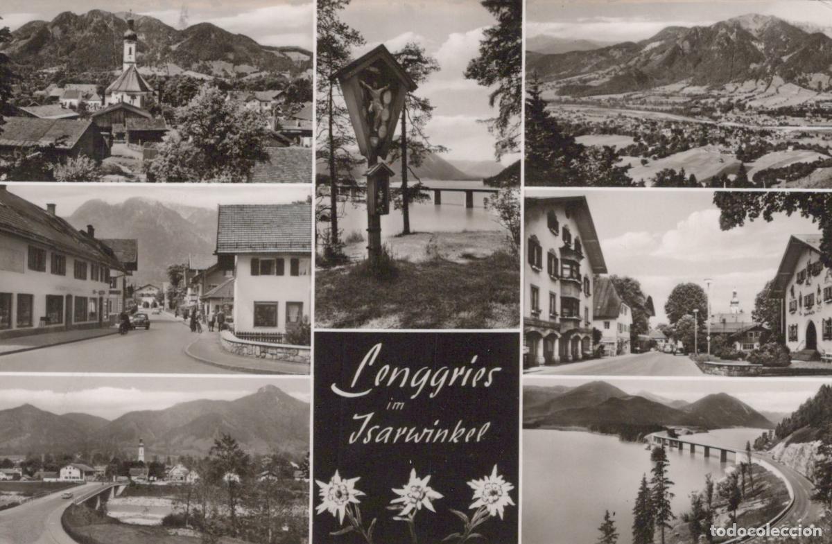 Postcards: Germany Lenggries Isarwinkel Multi View Alpine Village Lake Mountains *YAY892