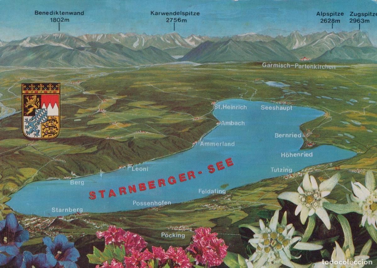 Postcards: Germany Starnberg Starnberger See Lake Bavarian Prealps Panoramic Map *YAY586