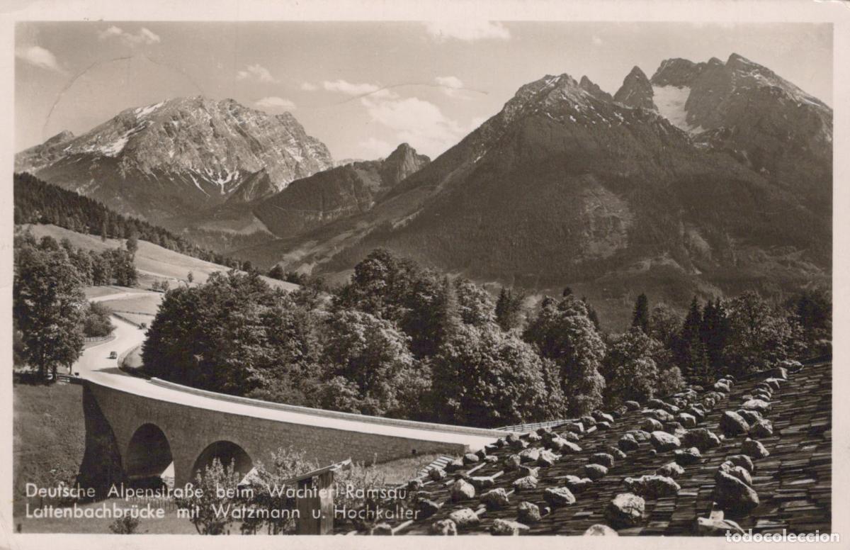 Postcards: Germany Ramsau Lattenbachbr&uuml;cke Bridge Watzmann Hochkalter Mountains *YAY907