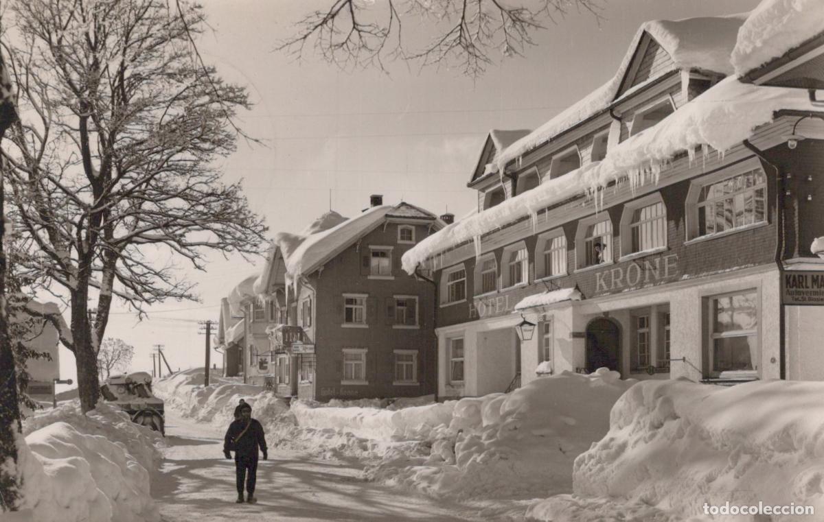 Postais: Germany H&ouml;chenschwand Winter Scene Hotel Krone Snow Covered Real Photo *YAY912