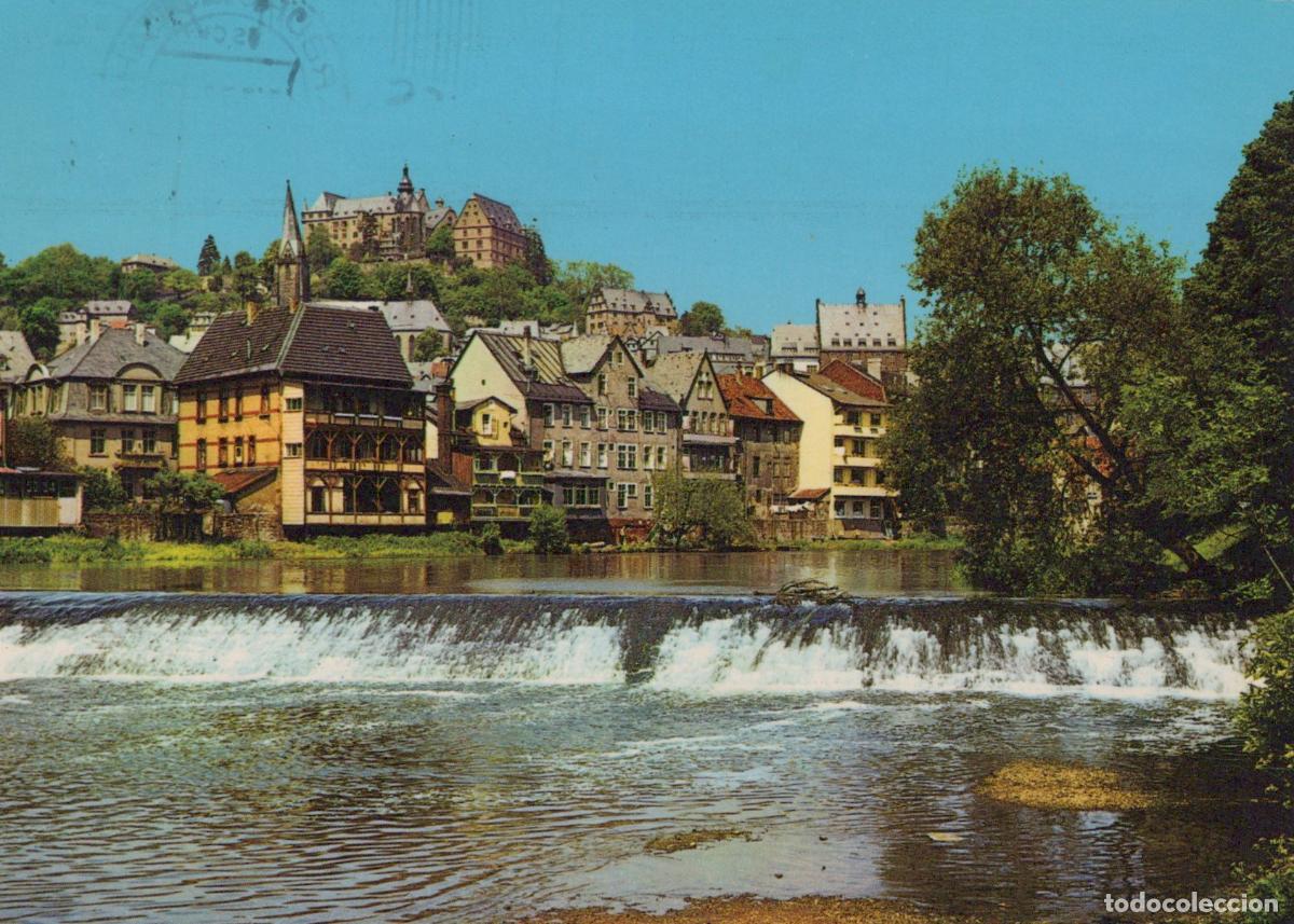 Postales: Germany Marburg An der Lahn River Weir and Historic Town View *YAY605