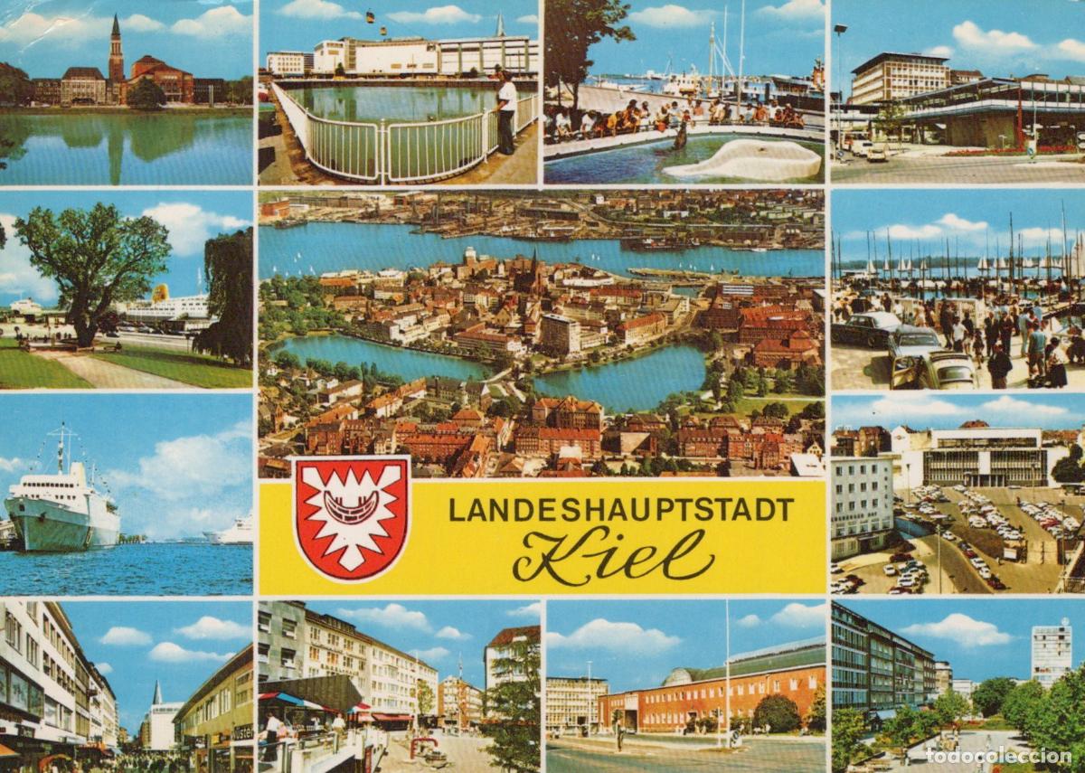 Cartoline: Germany Kiel Multi View Cityscape Harbor Buildings 1960s *YAY613