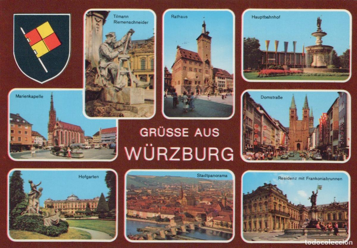 Postcards: Germany W&uuml;rzburg Multi View Marienkapelle Rathaus Hauptbahnhof Domstra&szlig;e *YAY615