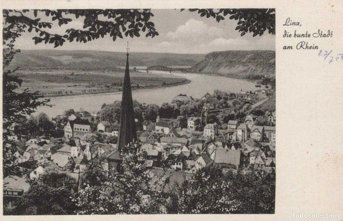 Cartes Postales: Germany Linz am Rhein Panoramic View of Town and River 1950s *YAY720