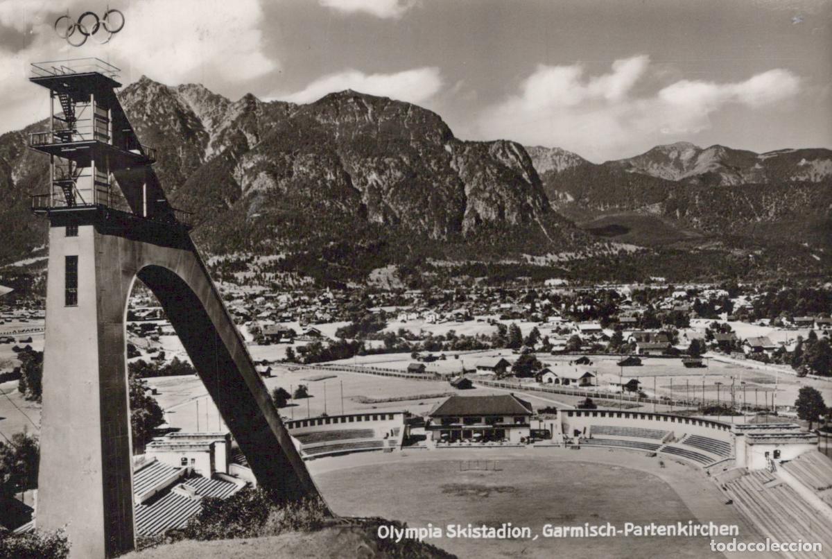 Cartoline: Germany Garmisch Partenkirchen Olympia Ski Stadium With Olympic Rings *YAY740