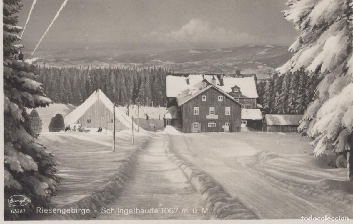 Cartoline: Germany Sch&ouml;neck Schlingelbaude in the Giant Mountains 1067 M Real Photo *YAY750