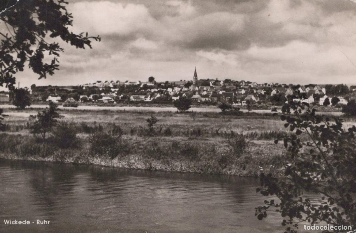 Cartoline: Germany Wickede Ruhr River View With Townscape and Church Spire *YAY756