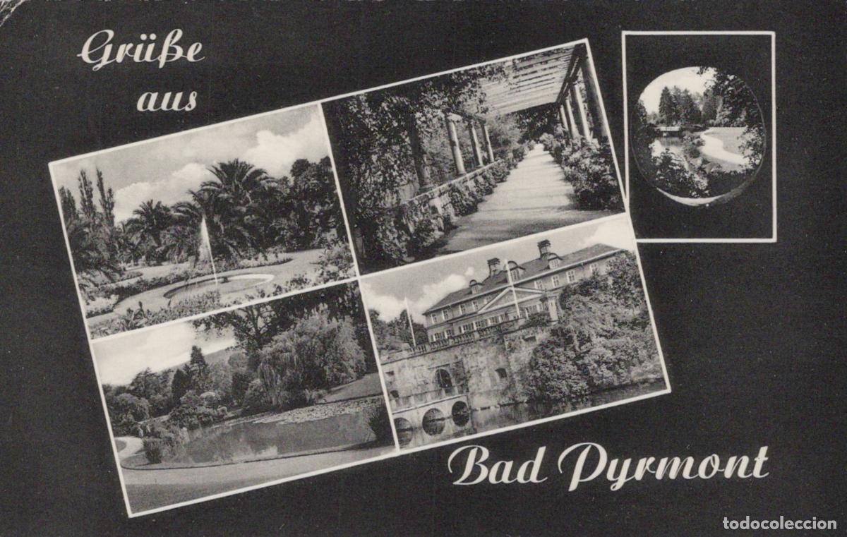 Postales: Germany Bad Pyrmont Kurpark Fountain Gardens and Castle Collage *YAY927