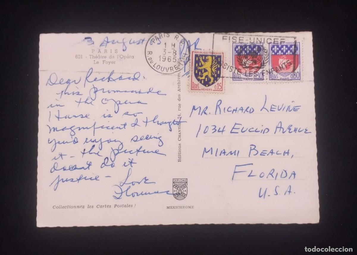 Postales: TS) 1965 FRANCE, POSTCARD,UNICEF CANCELLATION STAMP,COVER SENT FROM PARIS TO MIAMI,WITH THE COAT OF
