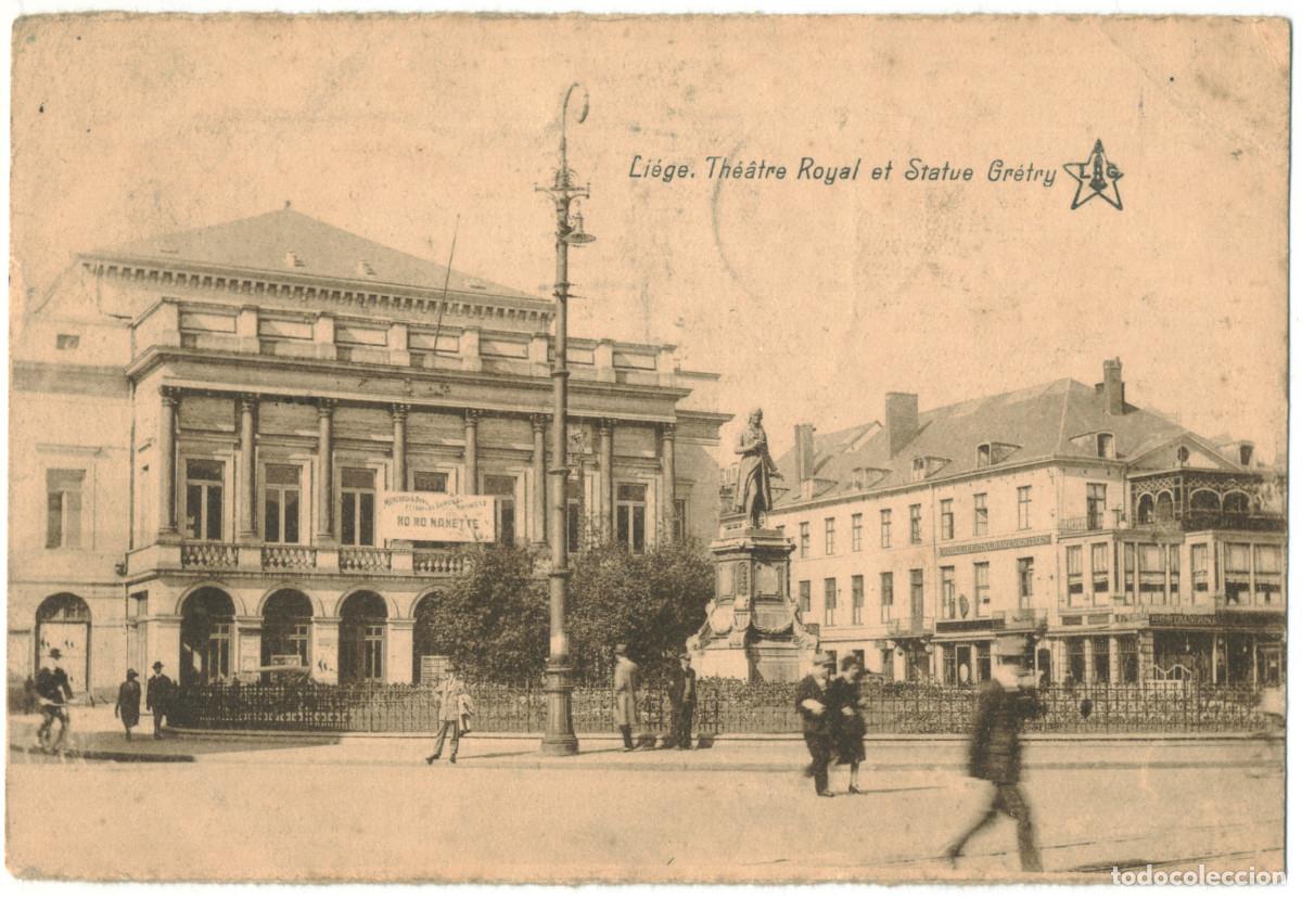 Postales: LI&Egrave;GE_Th&eacute;&acirc;tre Royal et la statue Gr&eacute;try_J. Bellens / Teatros de B&eacute;lgica