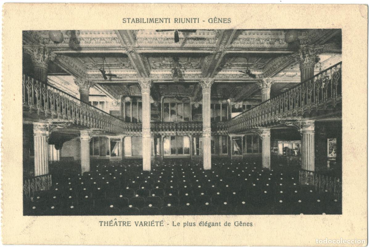 Postales: G&Ecirc;NES (Genova)_Stabilimenti Riuniti. Th&eacute;&acirc;tre Vari&eacute;t&eacute; / Teatros de Italia