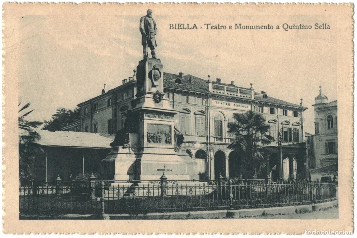 Postales: BIELLA_Teatro e Monumento a Quintino Sella_G. Bonda / Teatros de Italia