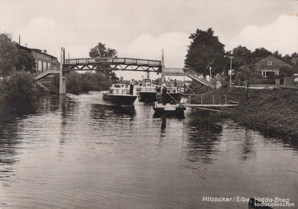 Cartes Postales: Germany Hitzacker Elbe Hiddosteeg Bridge Boats River Scene Unposted *YAZ002