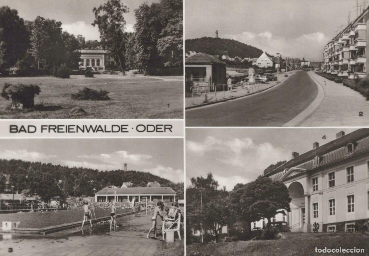 Cartoline: Germany Bad Freienwalde Oder Multi View Kurpark Beethovenstra&szlig;e Swimming *YAZ085