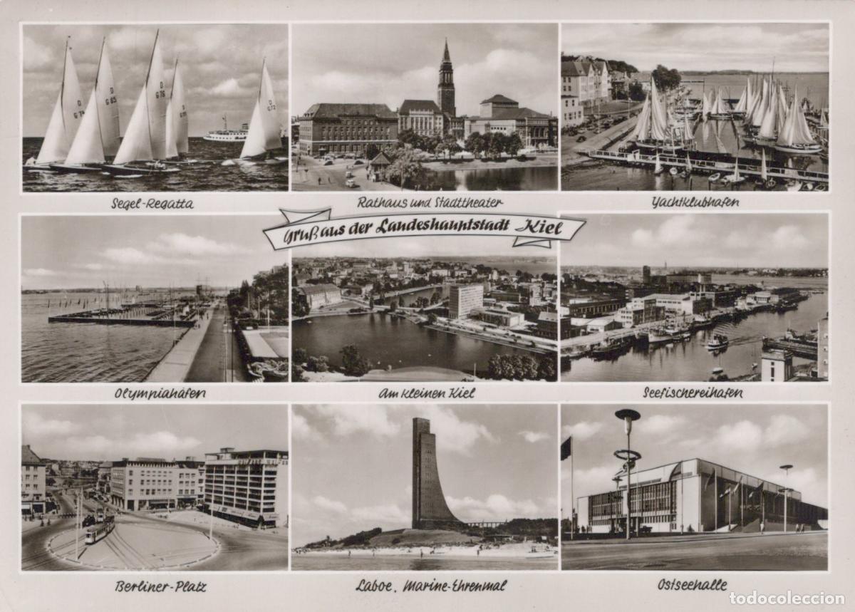Postkarten: Germany Kiel Multi View of City Harbor and Landmarks 1960s *YAZ101