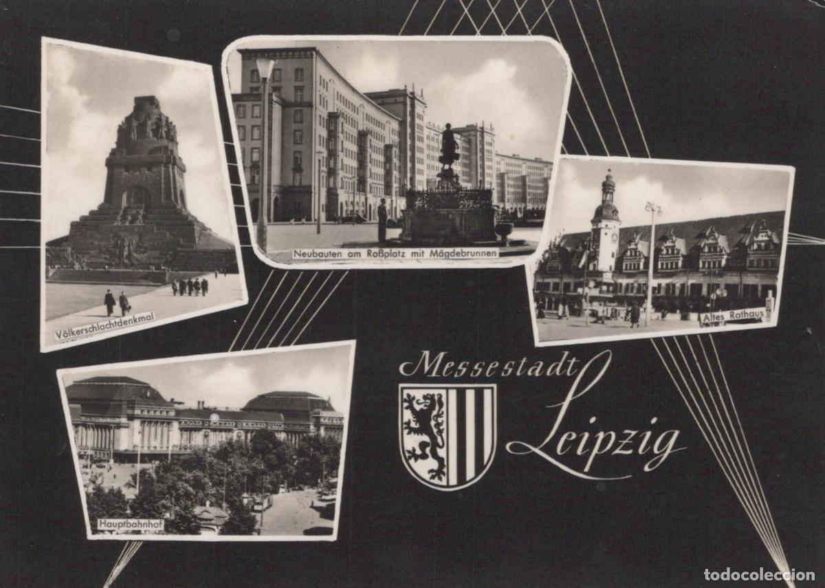 Postais: Germany Leipzig V&ouml;lkerschlachtdenkmal Neues Rathaus Hauptbahnhof 1950s *YAZ031