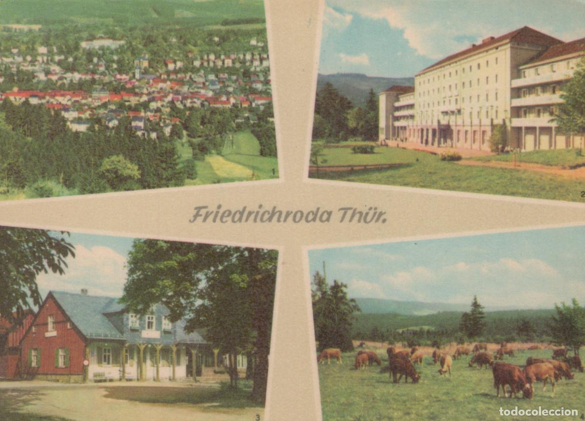 Postcards: Germany Friedrichroda Th&uuml;r Multi View Town Hotel House Cattle Grazing *YAZ992