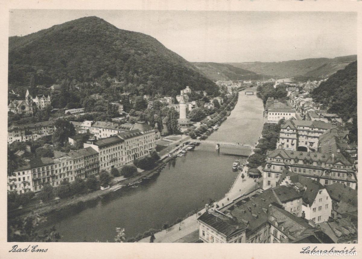 Postcards: Germany Bad Ems Lahn River Valley Lahnaufw&auml;rts Aerial View 1950s *YAZ150