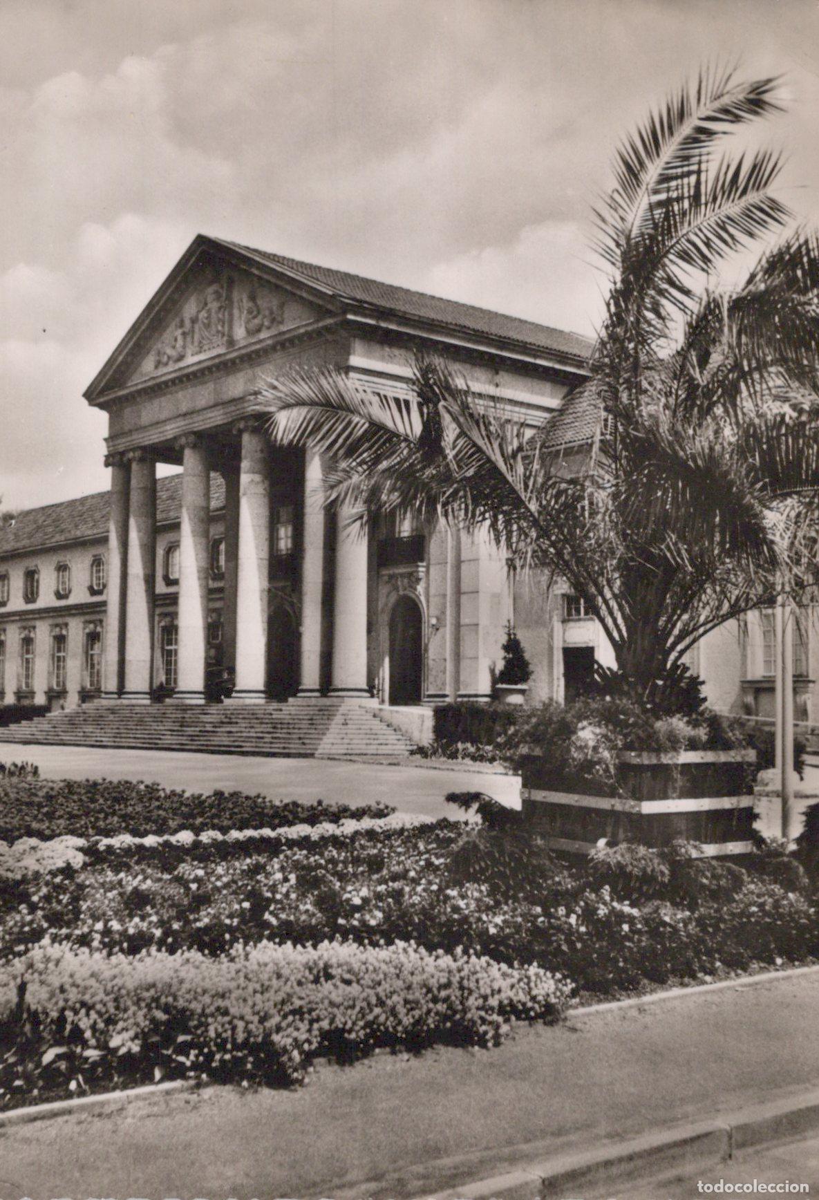 Postcards: Germany Bad Salzuflen Kurhaus With Palm Trees and Flower Beds 1950s *YAZ438