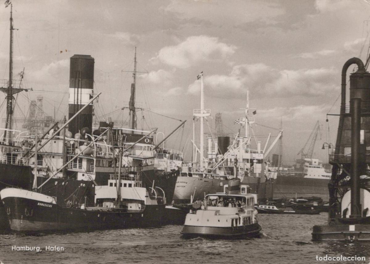Cartes Postales: Germany Altona Harbor Busy Seaport With Ships and Ferries 1950s *YAZ151