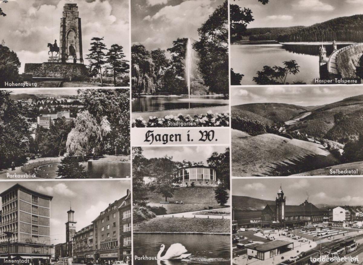 Cartoline: Germany Hagen I W Multi View Hohensburg Stadtgarten Hasper Talsperre *YAZ155