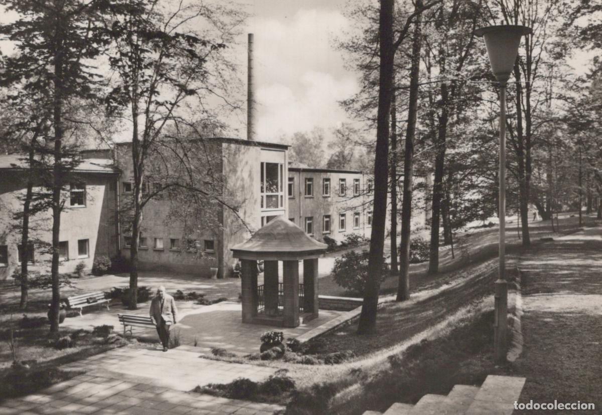 Cartoline: Germany Bad Lausick Kurbad Kurmittelhaus Man Walking in Park *YAZ184