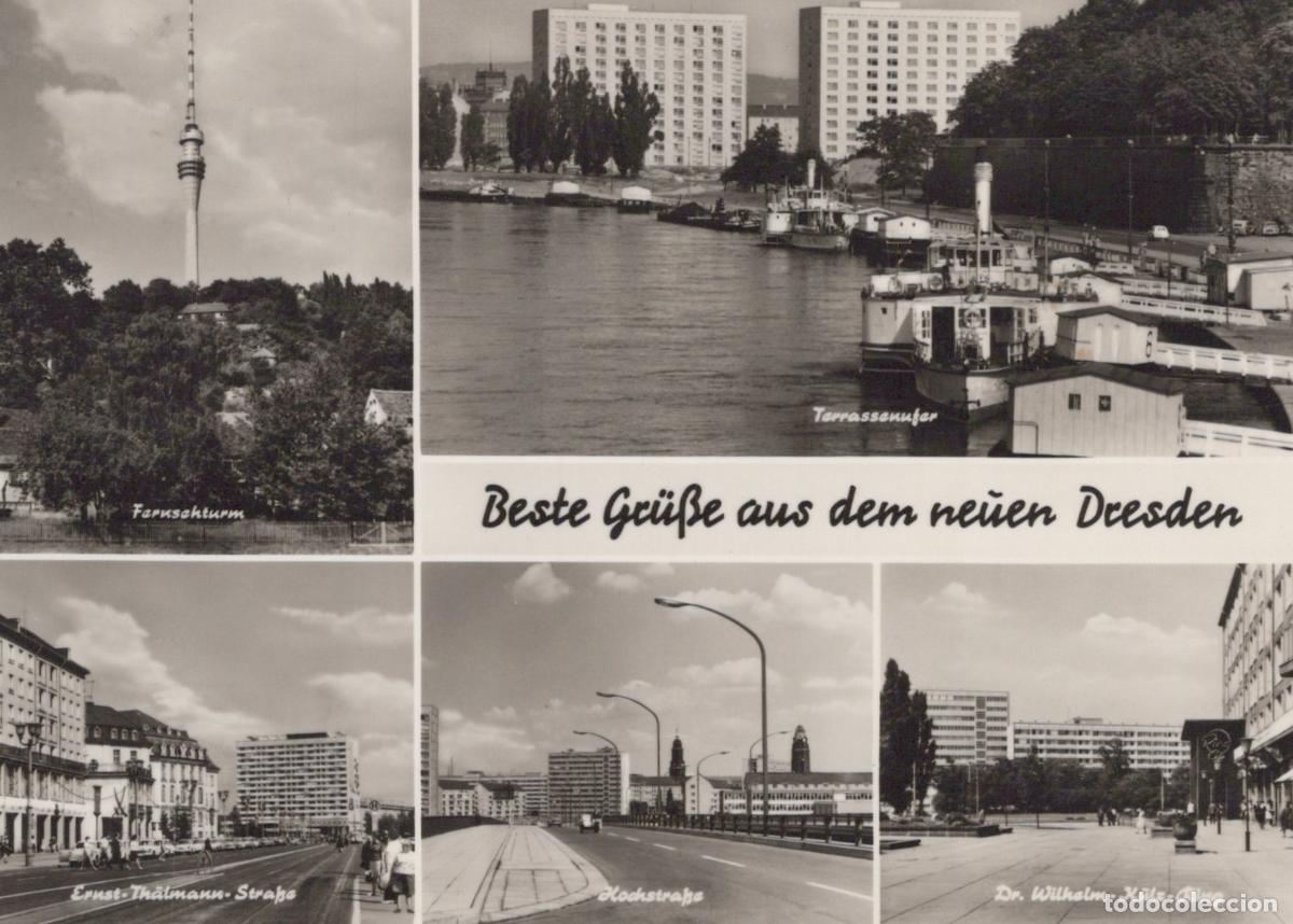 Postcards: Germany Dresden Fernsehturm Terrassenufer Ernst Th&auml;lmann Stra&szlig;e *YAZ280