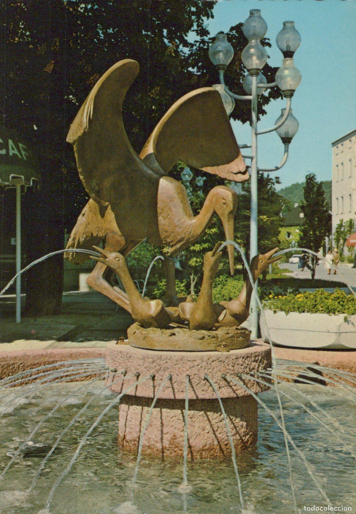 Postales: Germany Bad Reichenhall Stork Fountain in Fu&szlig;g&auml;nger Garten *YAZ647