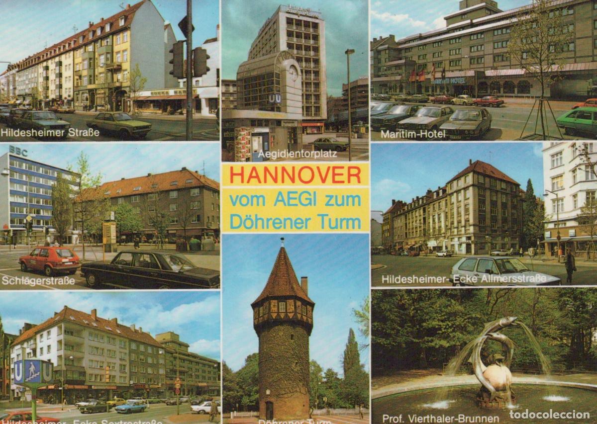 Cartoline: Germany Hannover City Collage Aegidientorplatz D&ouml;hrener Turm Unposted *YAZ828