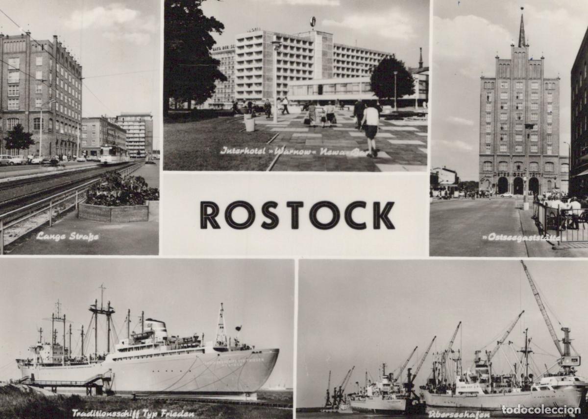 Postais: Germany Rostock Cityscape Harbor Ships Architecture Collage *YAZ193