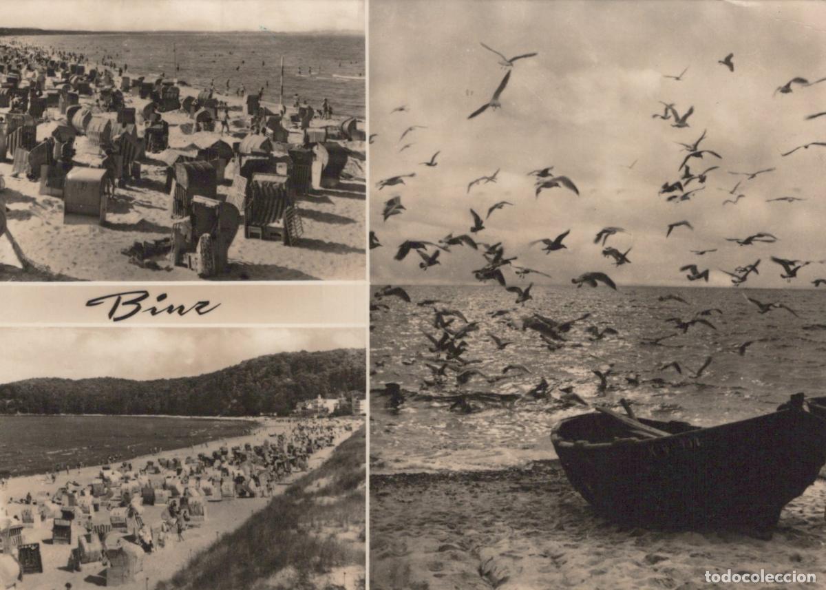 Postais: Germany Ruegen Binz Beach Scene With Wicker Chairs Seagulls and Fishing *YAZ316