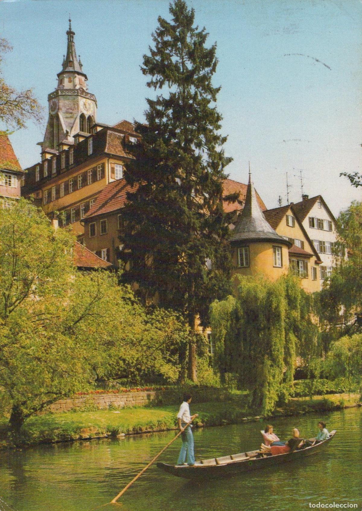 Postais: Germany Aalen T&uuml;bingen Stiftskirche and Neckar River With Punting Boat *YAZ701