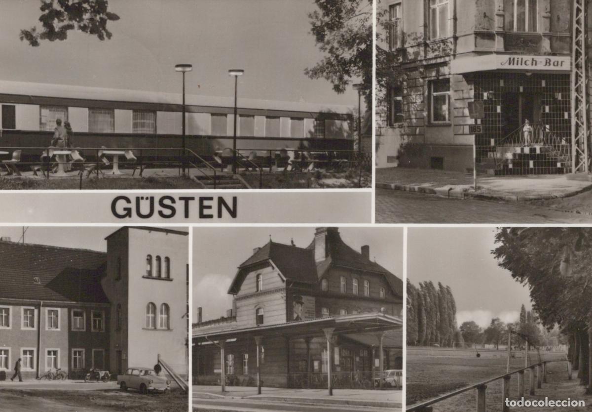 Postais: Germany Aken Gusten Multi View With Train Station Milch Bar and Stadium *YAZ328