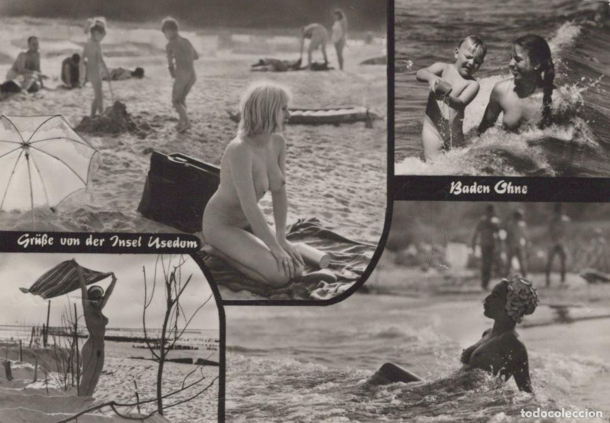 Cartes Postales: Germany Usedom Island Nude Beach Collage Women and Children Bathing *YAZ257
