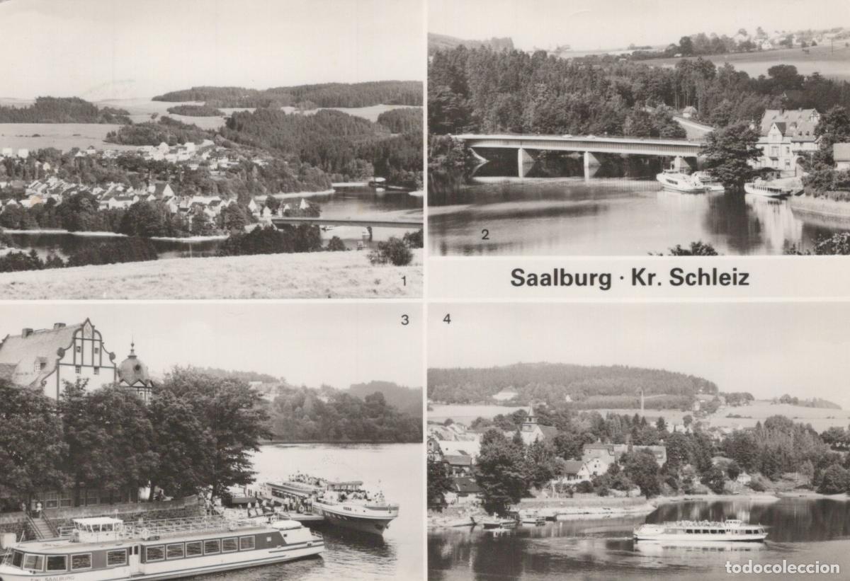 Postcards: Germany Saalburg Kr Schleiz Multi View With Lake Bridge and Boats *YAZ281