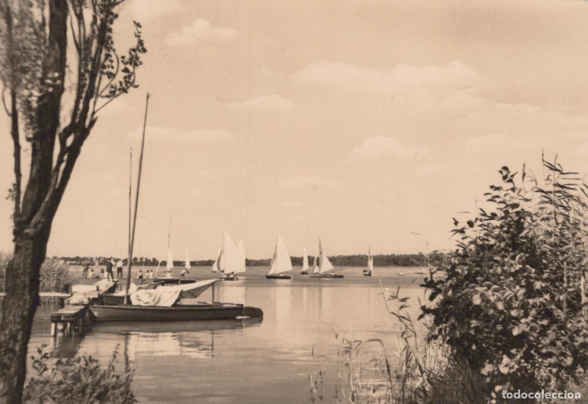 Cartes Postales: Germany Aken Sailboats On A Lake With A Wooden Pier and People *YAZ341