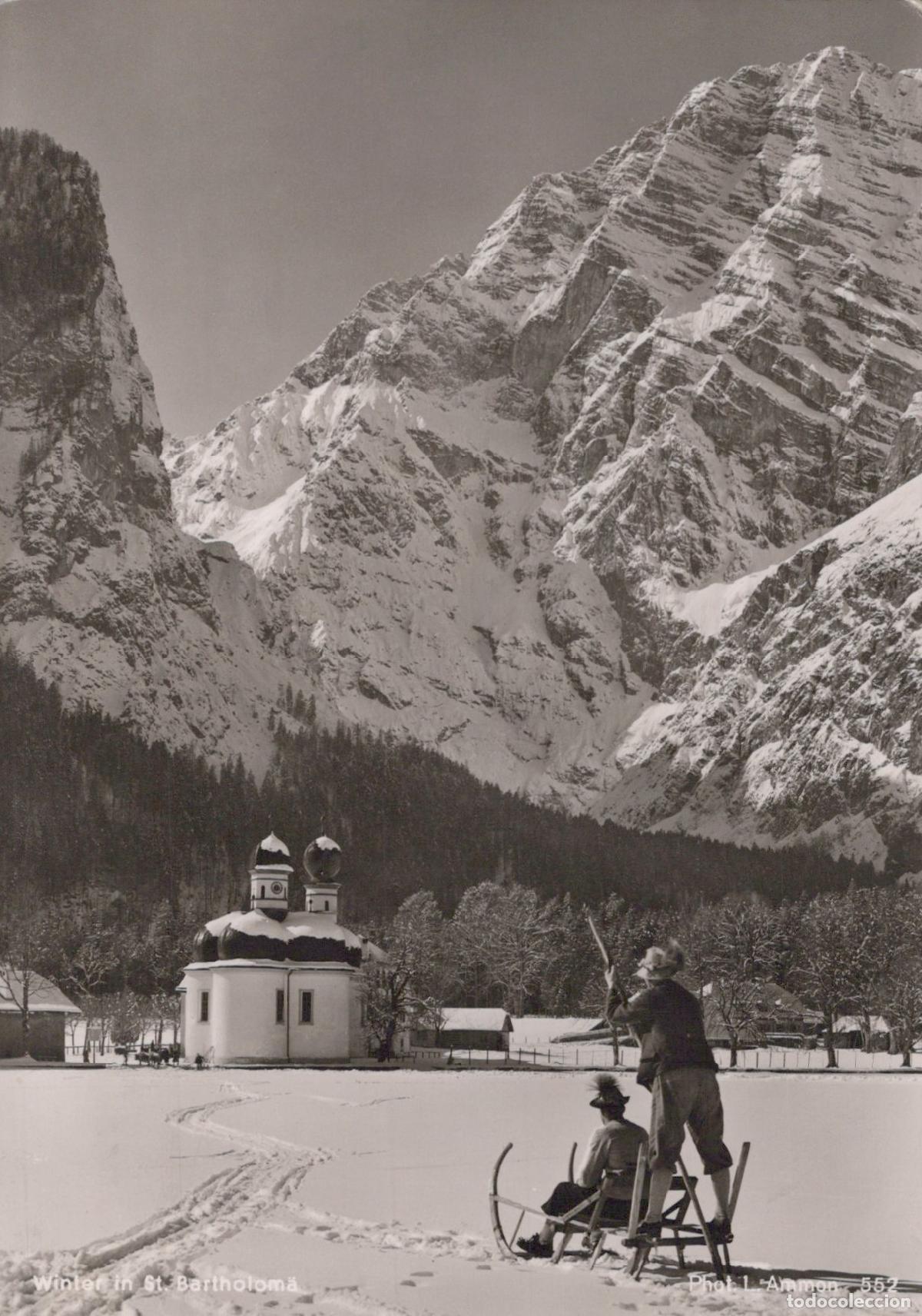 Postais: Germany Berchtesgaden Winter in St Bartholom&auml; With Sledders *YAZ469