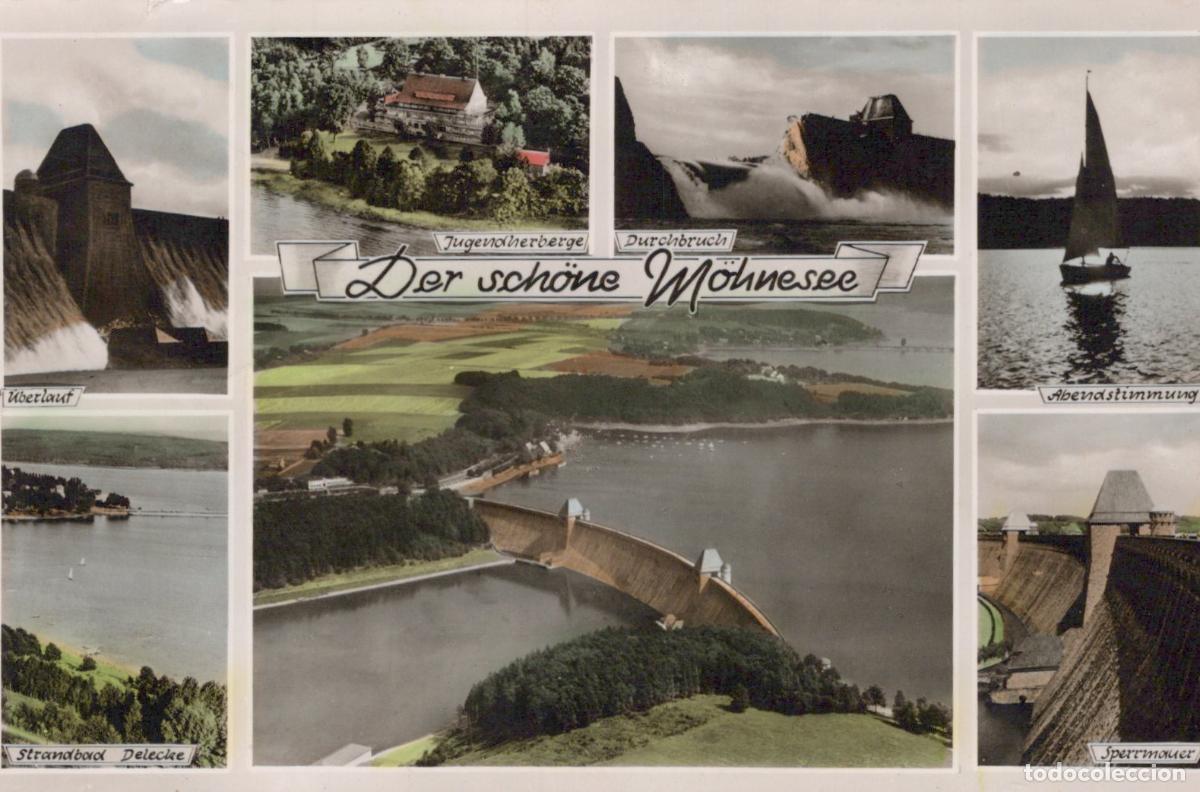 Cartoline: Germany Aachen M&ouml;hnesee Dam and Lake Multi View 1950s *YAZ503