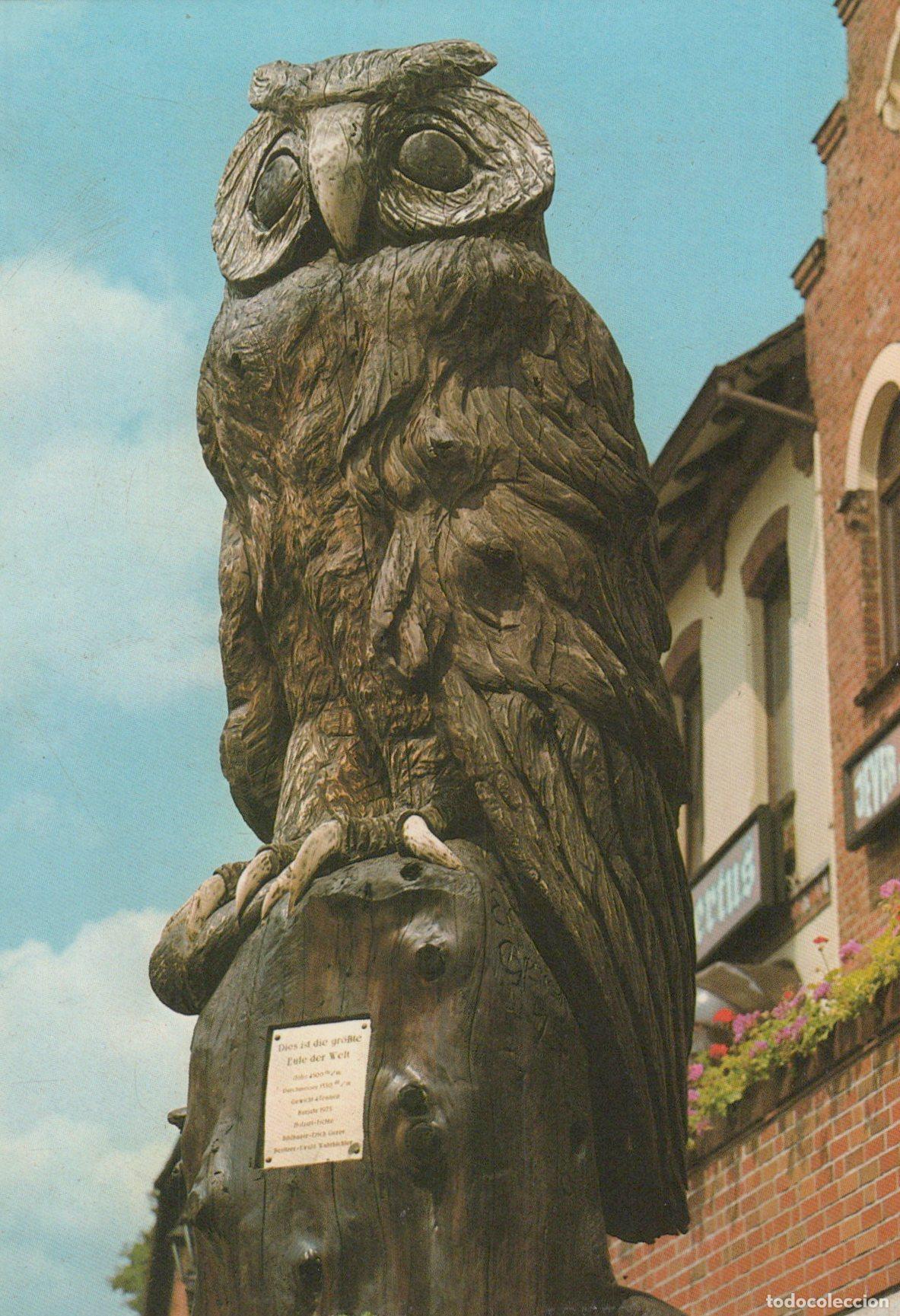 Cartes Postales: Germany Hollenstedt Giant Wooden Owl Sculpture Restaurant Unposted *YAZ543