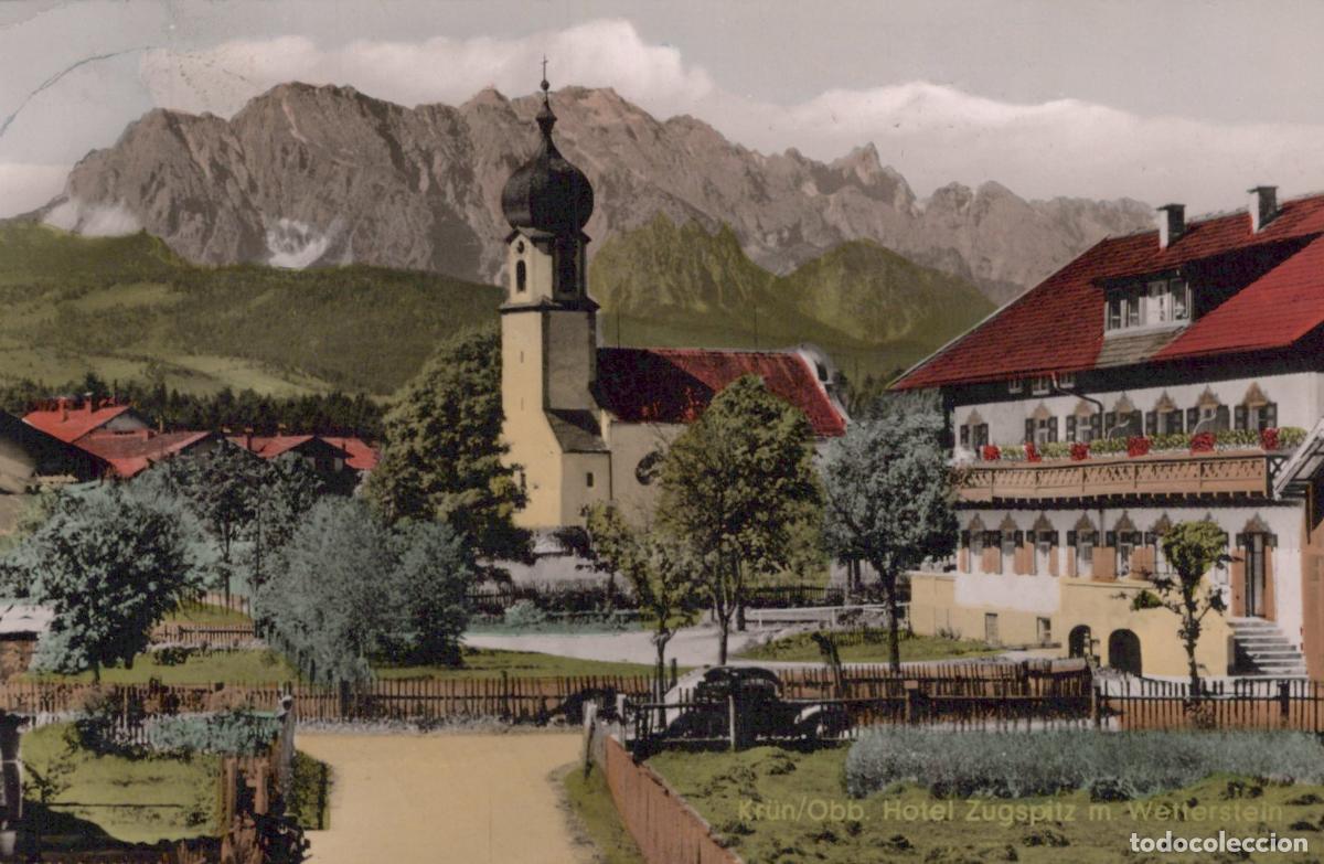 Cartes Postales: Germany Kr&uuml;n Hotel Zugspitz and Church *YAZ508