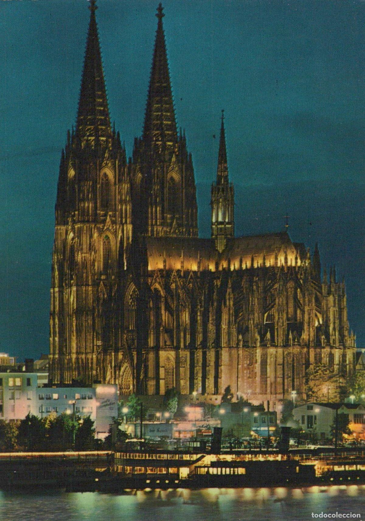 Postales: Germany Aachen Cologne Cathedral At Night Illuminated Gothic *YAZ587
