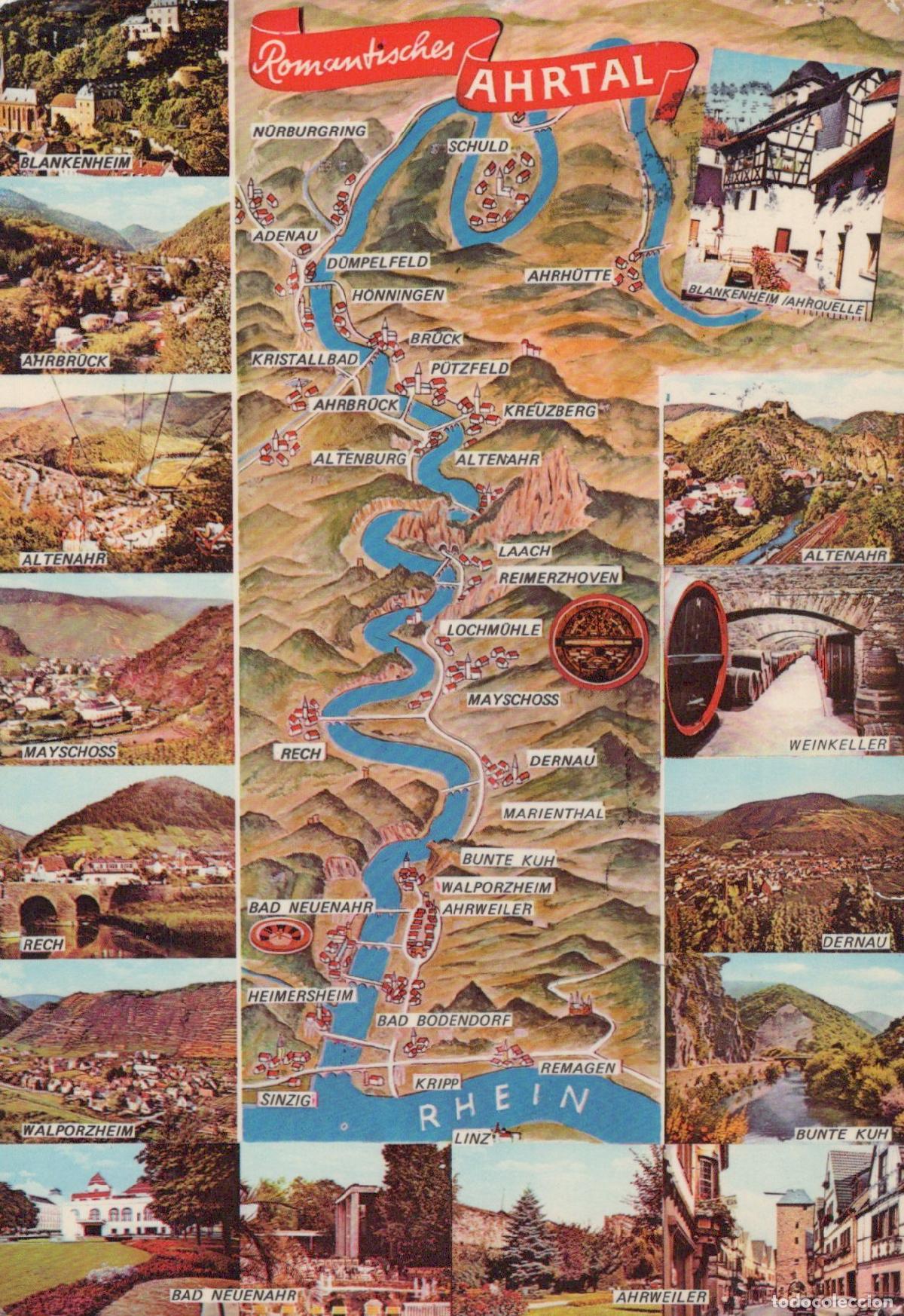 Postales: Germany Alf Bullay Romantic Ahr Valley Map With Villages and Landscapes *YAZ584