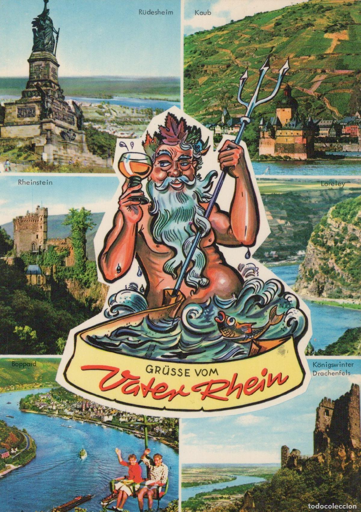 Postales: Germany Rhine River Valley Collage With Father Rhine *YAZ601