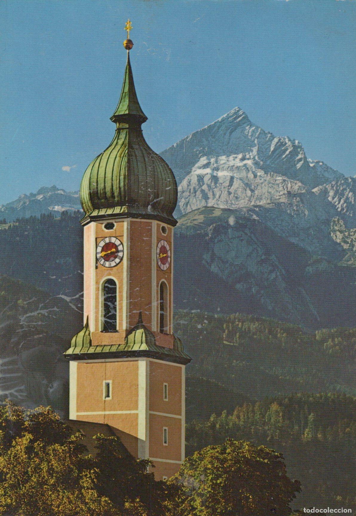 Postales: Germany Garmisch Partenkirchen St Martin Church Tower With Alps Mountain *YAZ607